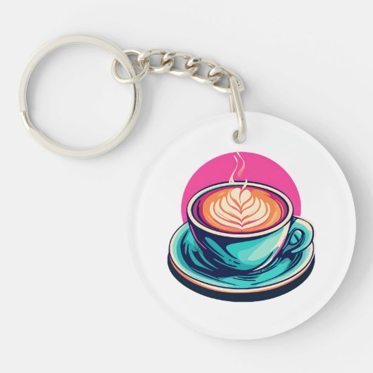 Cappuccino koffiekop sleutelhanger (Voorkant)