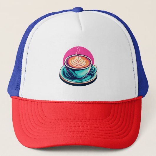 Cappuccino koffiekop trucker pet (Voorkant)