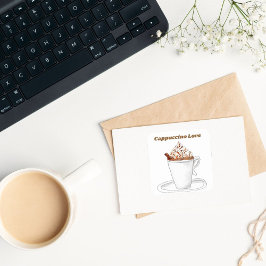 Cappuccino Liefde Waterverf Met Kaneel Vierkante Sticker