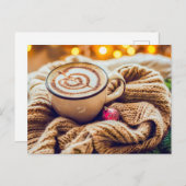 Cappuccino met kerstversiering in deken feestdagenkaart (Voorkant / Achterkant)