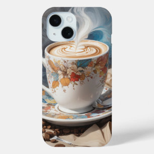 Cappuccino met koffieboon iPhone 15 case
