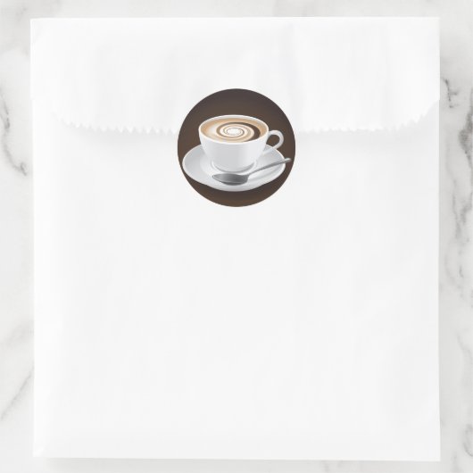 Cappuccino met werveling ronde sticker (Tas)