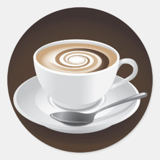 Cappuccino met werveling ronde sticker