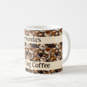 Cappuccino olieverf patroon gepersonaliseerd koffiemok (Voorkant rechts)