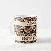 Cappuccino olieverf patroon gepersonaliseerd koffiemok (Voorkant links)