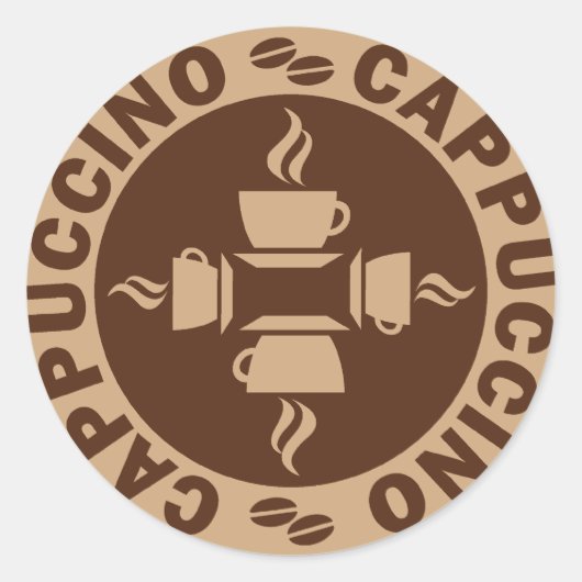 Cappuccino Ronde Sticker (Voorkant)