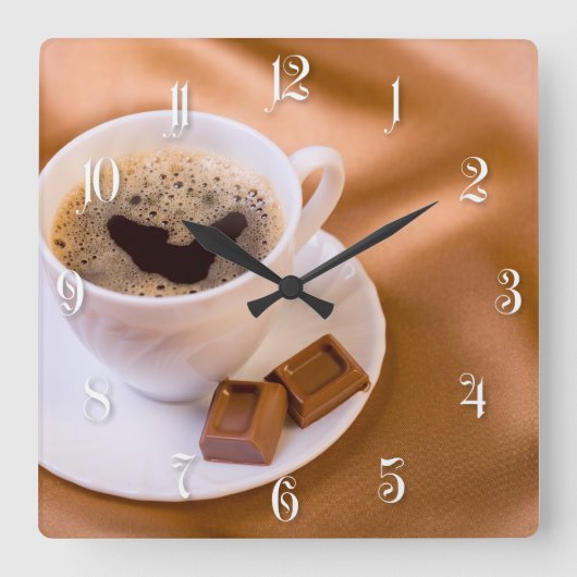 Cappuccino Vierkante Klok (Voorkant)