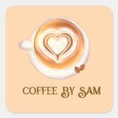 cappuccino vierkante sticker (Voorkant)