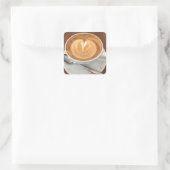 Cappuccino vierkante sticker (Tas)