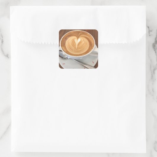 Cappuccino vierkante sticker (Tas)