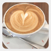 Cappuccino vierkante sticker (Voorkant)