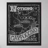 Cappucino en Friends Chalk Typography Coffee Art Poster (Voorkant)