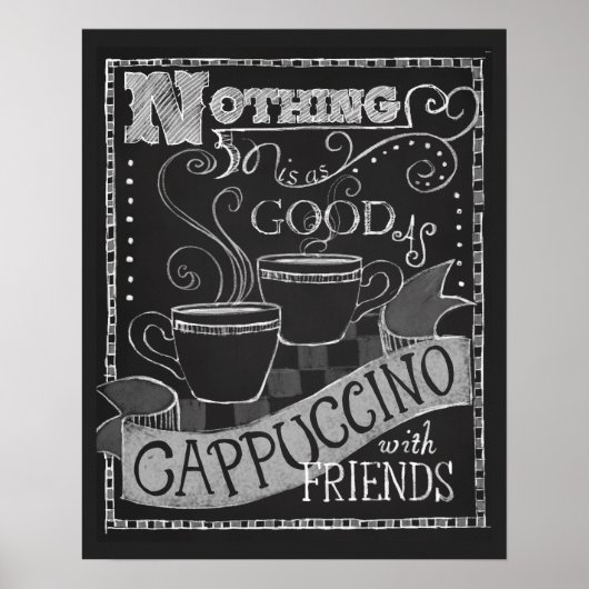 Cappucino en Friends Chalk Typography Coffee Art Poster (Voorkant)
