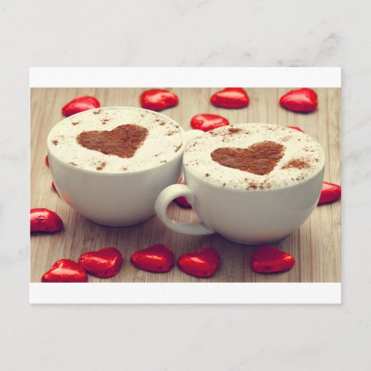 Cappucino houdt van chocolade hart briefkaart (Voorkant)