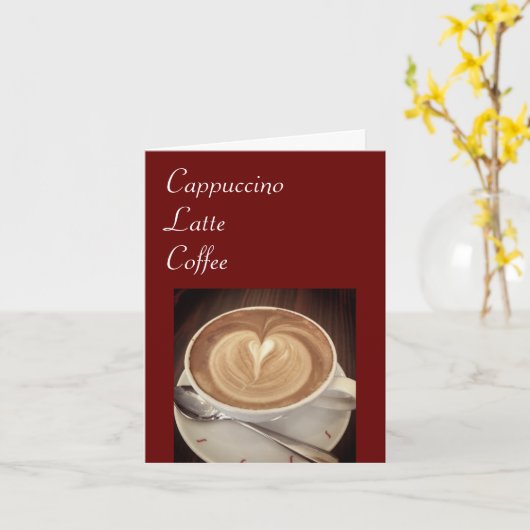 Cappucino, latte, koffie-wenskaart kaart (Gele Bloem)
