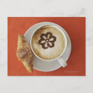 Cappucino met chocolade en een croissant, Italië Briefkaart