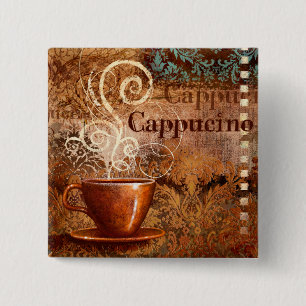 Cappucino Vierkante Button 5,1 Cm
