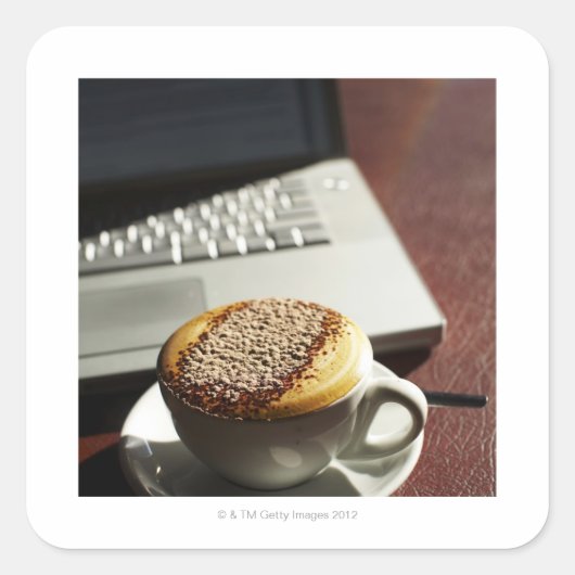 Cappucino voor laptop vierkante sticker (Voorkant)