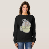 CappugCino Cute Pug with a Cookie in a Cappuccino  Trui (Voorkant volledig)