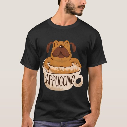 Cappugcino Koffie Pug T-shirt (Voorkant)