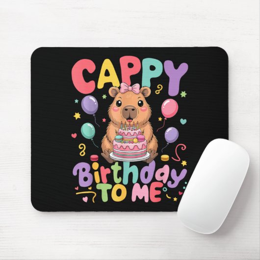 Cappy Birthday To Me Cute Capy Capybara Birthday G Muismat (Met muis)