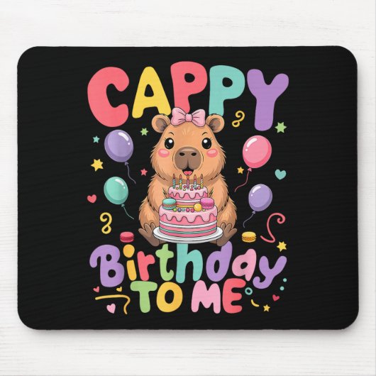 Cappy Birthday To Me Cute Capy Capybara Birthday G Muismat (Voorkant)