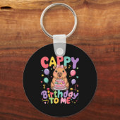 Cappy Birthday To Me Cute Capy Capybara Birthday G Sleutelhanger (Voorkant)