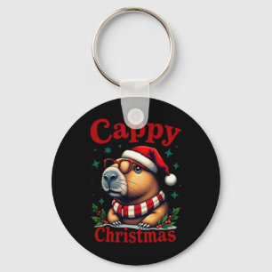 Cappy Christmas Capybara Vakantie kunstwerk voor C Sleutelhanger