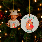 Cappy Christmas Funny Capybara Custom Photo & Name Keramisch Ornament