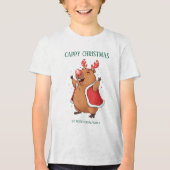 Cappy Christmas Funny Capybara reindeer headband Tri-Blend Shirt (Voorkant)