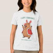 Cappy Christmas Funny Capybara reindeer headband Tri-Blend Shirt (Voorkant)