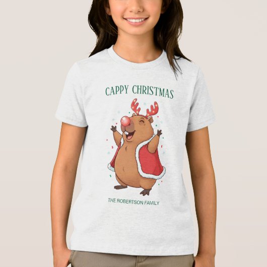 Cappy Christmas Funny Capybara reindeer headband  Tri-Blend Shirt (Voorkant)