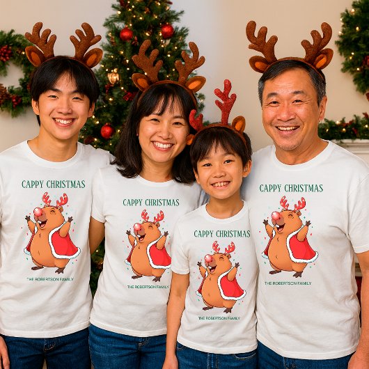 Cappy Christmas Funny Capybara reindeer headband Tri-Blend Shirt