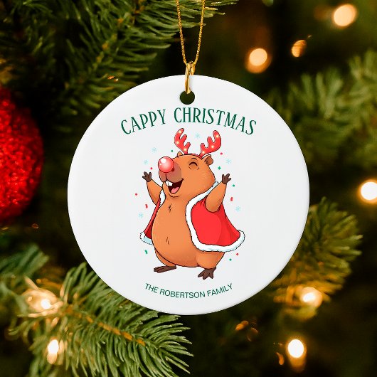 Cappy Christmas Funny Capybara Vakantie Decor Keramisch Ornament