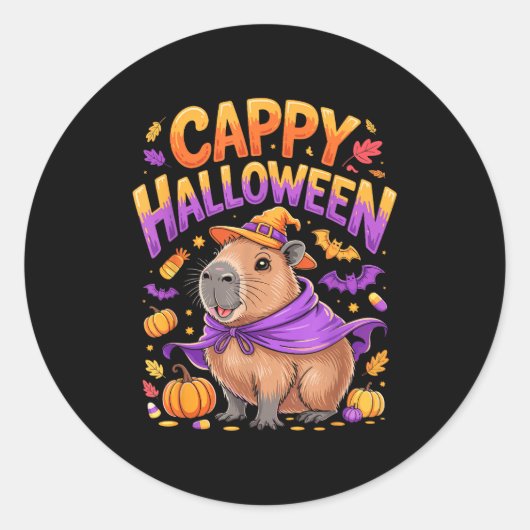 Cappy Halloween Capybara Heks Ronde Sticker (Voorkant)
