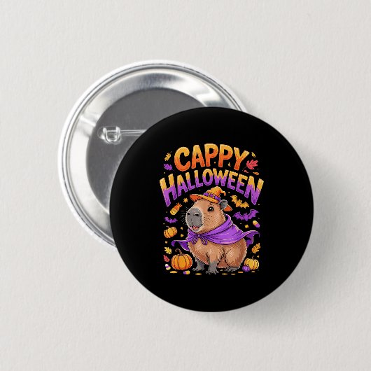 Cappy Halloween Capybara Witch  Ronde Button 5,7 Cm (Voorkant /achterkant)