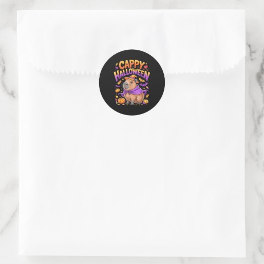 Cappy Halloween Capybara Witch  Ronde Sticker (Tas)