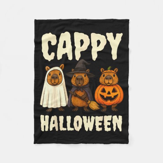 Cappy Halloween Funny Capybara Ghost Witch Pumpkin Fleece Deken (Voorkant)