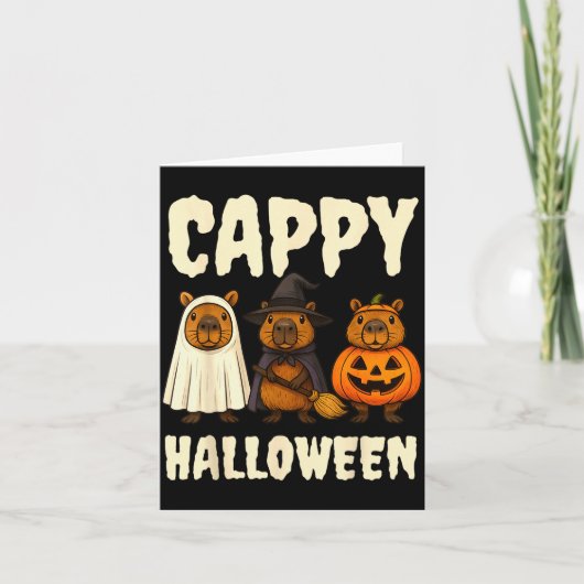 Cappy Halloween Funny Capybara Ghost Witch Pumpkin Kaart (Voorkant)