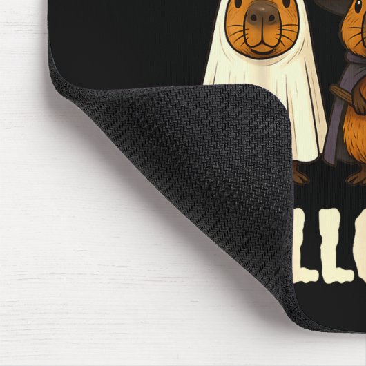 Cappy Halloween Funny Capybara Ghost Witch Pumpkin Muismat (Hoek)