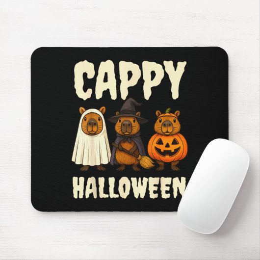 Cappy Halloween Funny Capybara Ghost Witch Pumpkin Muismat (Met muis)