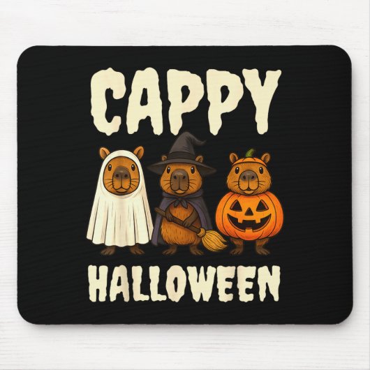 Cappy Halloween Funny Capybara Ghost Witch Pumpkin Muismat (Voorkant)