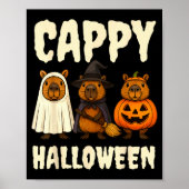 Cappy Halloween Funny Capybara Ghost Witch Pumpkin Poster (Voorkant)