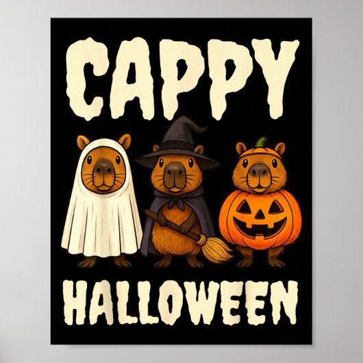 Cappy Halloween Funny Capybara Ghost Witch Pumpkin Poster (Voorkant)