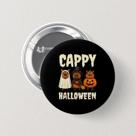 Cappy Halloween Funny Capybara Ghost Witch Pumpkin Ronde Button 5,7 Cm (Voorkant /achterkant)
