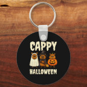 Cappy Halloween Funny Capybara Ghost Witch Pumpkin Sleutelhanger (Voorkant)
