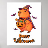 Cappy Halloween Funny Capybara Witch Spooky Schatt Poster (Voorkant)