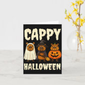 Cappy Halloween Grappige Capybara Geest Heks Pompo Kaart (Gele Bloem)