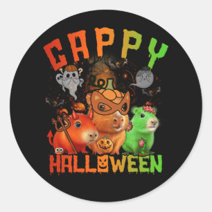 Cappy Halloween Schattige Capybara Duivel Zombie P Ronde Sticker