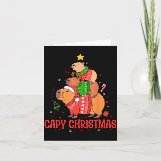Cappy Holidays Capybara Christmas Cute Capy Xmas T Kaart (Voorkant)